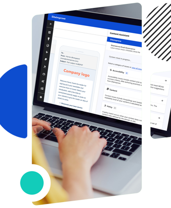 Person typing in Siteimprove platform working with the content assistant.