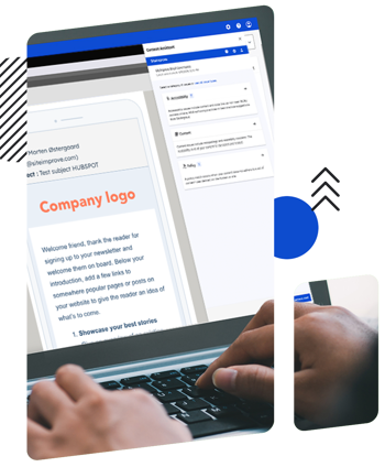Person typing in Siteimprove platform working with the content assistant suggestions.