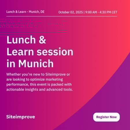 Siteimprove Lunch & Learn session in Munich on October 2, 2025. Register now.