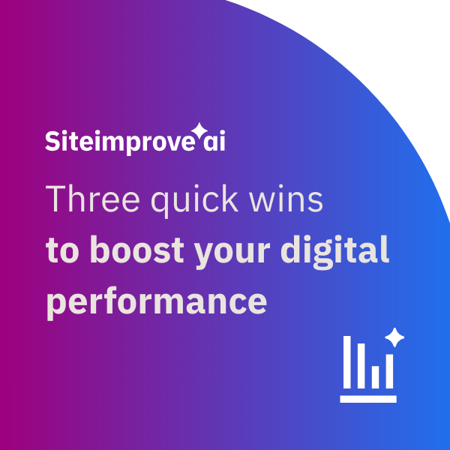 Siteimprove AI guide with three quick wins to boost digital performance.