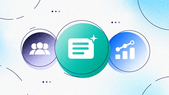 Circles with icons meant to represent a team of people, a webpage, and an ascending graph
