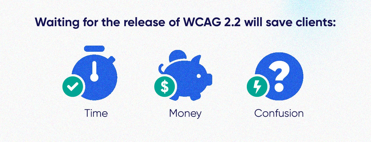 Waiting for the release of WCAG 2.2 will save clients time, money, and confusion.
