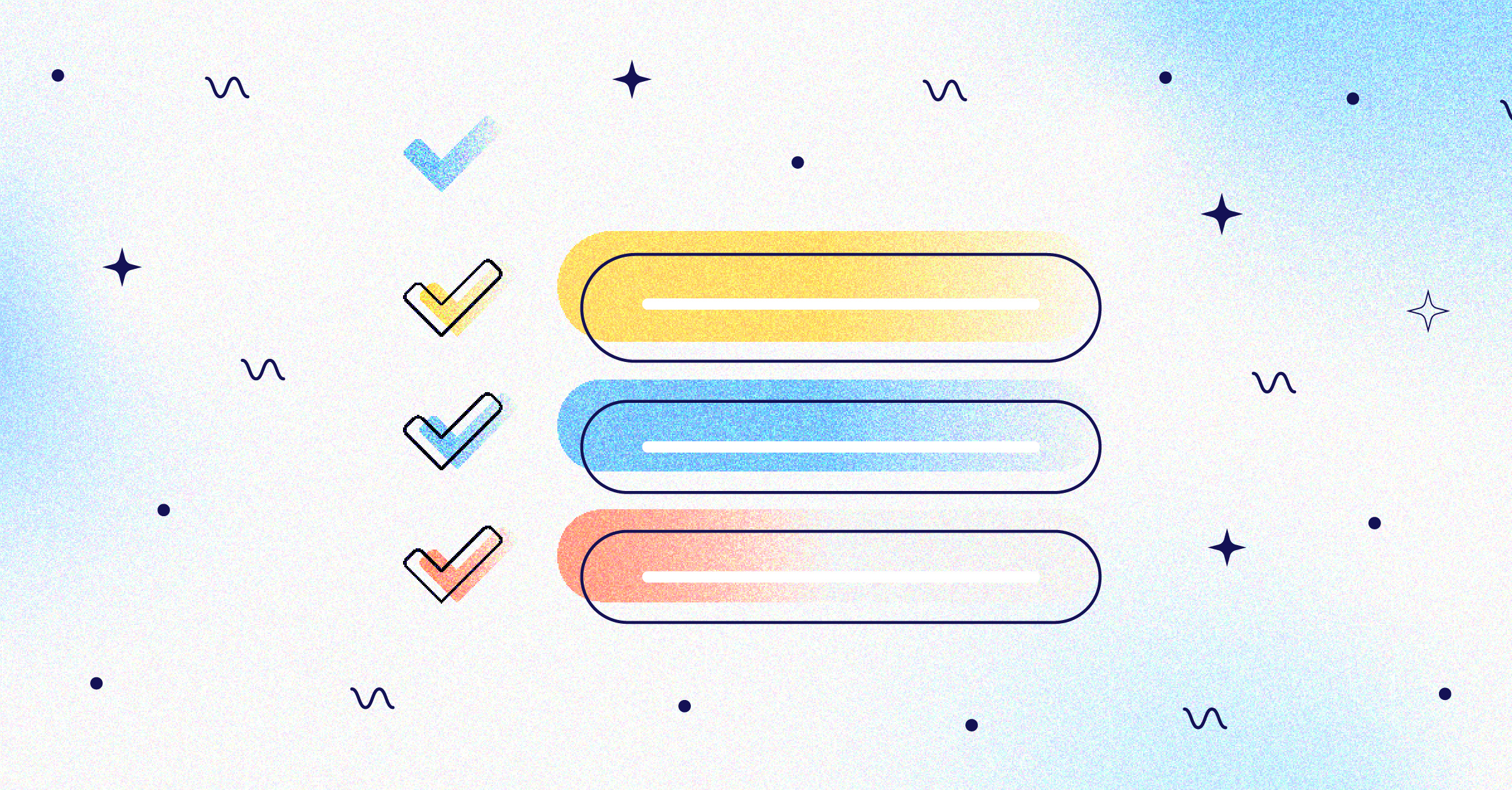 Three check boxes next to three empty rows