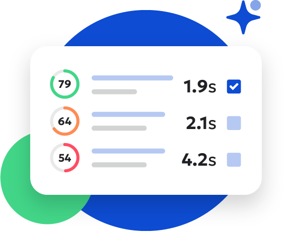 A digital illustration of a performance scorecard with loading times and response speed metrics.