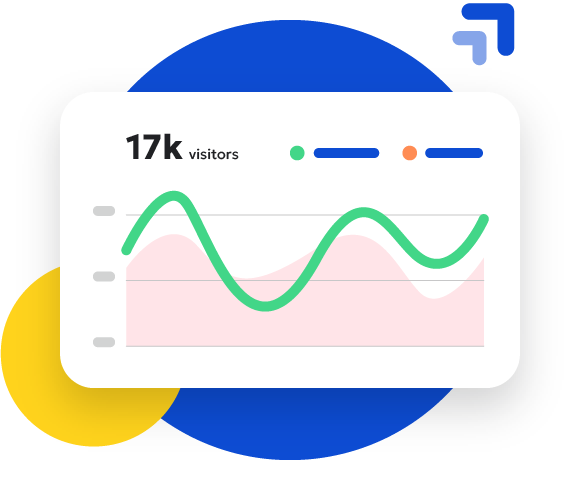 A digital illustration showing a graph of visitors navigating through a site.