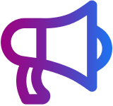 Gradient icon of a megaphone.