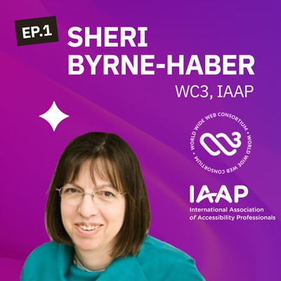 Siteimprove podcast episode 1 featuring Sheri Byrne-Haber of W3C discussing digital accessibility.