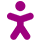 Plum icon of a person representing accessibility.
